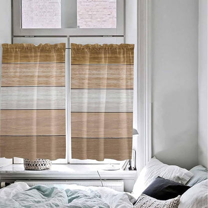 Retro Farm Wood Board Window Valance Curtains, 2 Panel - Image 4
