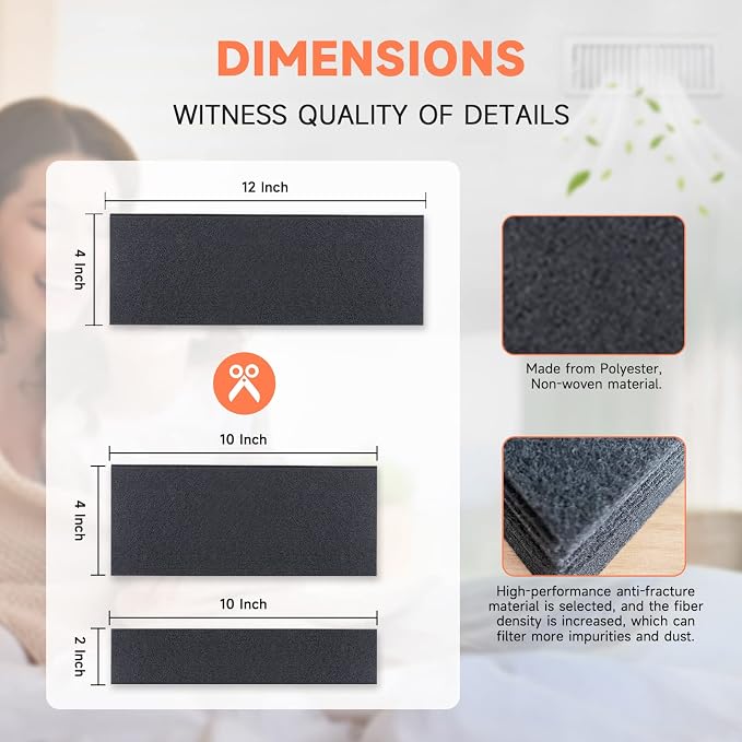 4x12 Inch Air Vent Filters Thickened 48-Pack Activated Charcoal, Carbon Filter - Image 4
