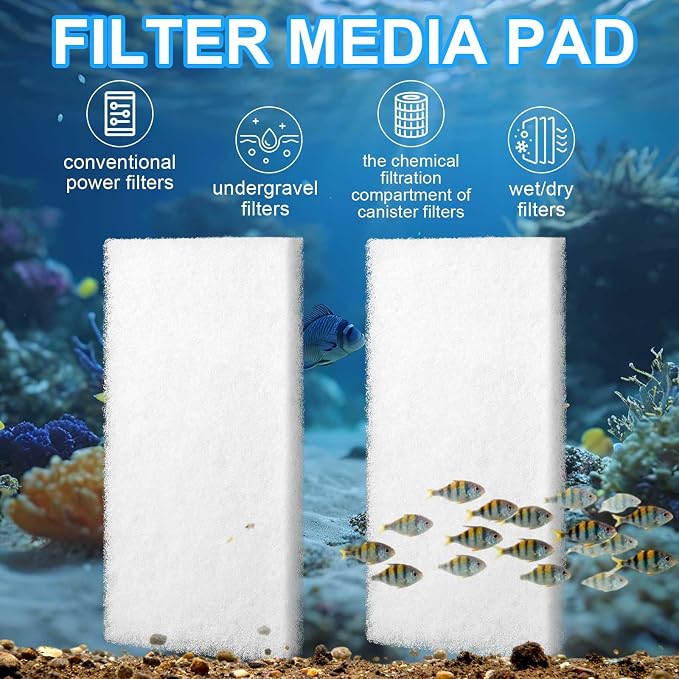 6 Pack Filter Pads for Aquarium Fish Tanks, Aquarium Polyethylene Media Pads - Image 3