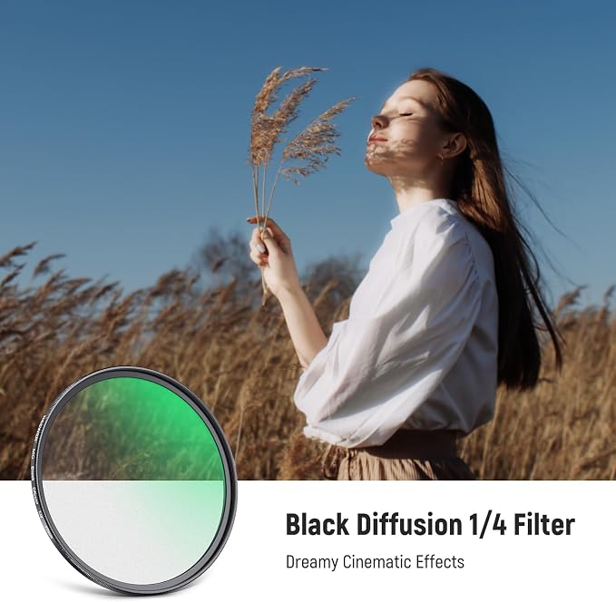 NEEWER 77mm Black Diffusion 1/4 Filter Dreamy Soft Cinematic Effect Filter - Image 2