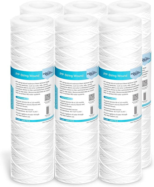 Membrane Solutions 20 Micron 10"x2.5" String Wound Whole House Water Filter by MembraneSolutions