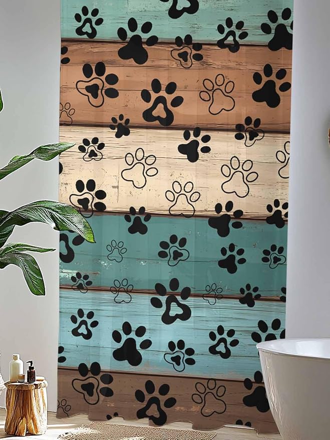 Sheer Curtains 84 Inches Long, Vintage Farmhouse Country Wooden Grain Privacy - Image 4