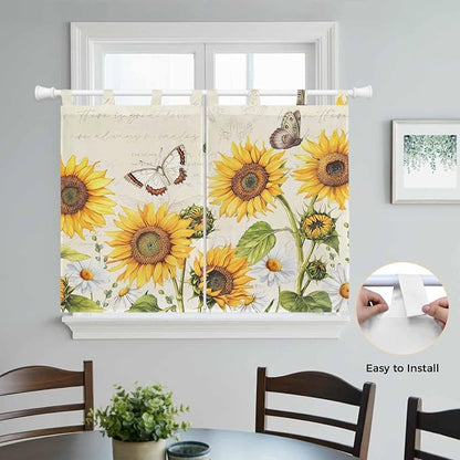 Farm Sunflowers Bedroom Curtains 63 Inch Length, Window Curtains Tab Top - Image 4