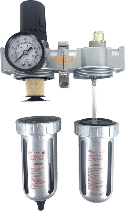 1/2" NPT Mid Flow Compressed Air In Line Filter Regulator Lubricator Oiler - Image 5