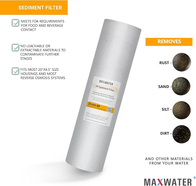 Max Water 10 Micron 20 x 4.5 Sediment Filter 20 inch Whole House BB Water - Image 3