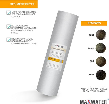 Max Water 5 Micron 20 x 4.5 Sediment Filter 20 inch Whole House BB Water - Image 3