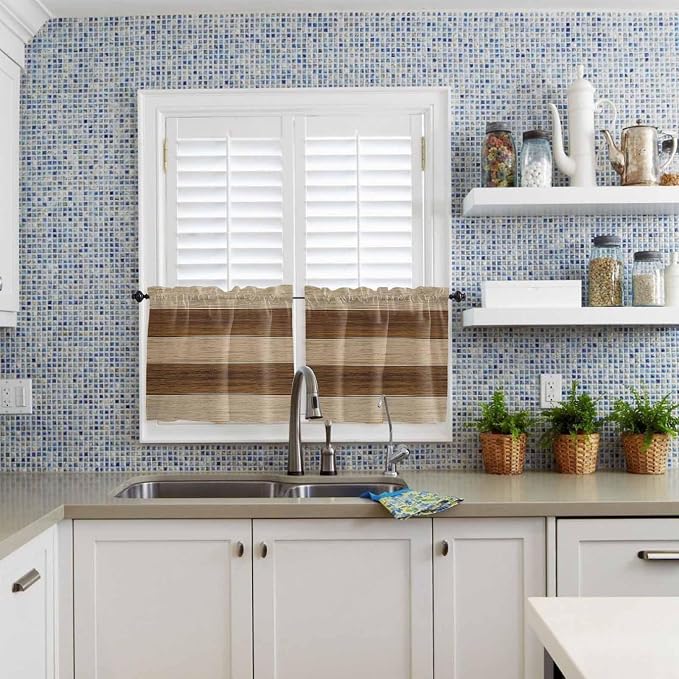Retro Country Brown Wooden Board Window Valance Curtains, Farmhouse Gradient - Image 9