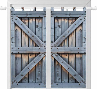 Farmhouse Wood Grain Bathroom Curtains 63 Inch Length, Window Curtains Tab Top by Unknown