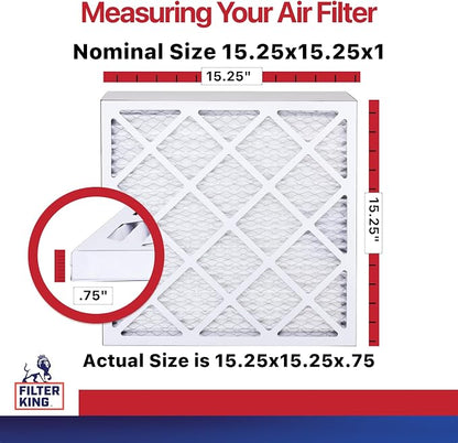 Filter King 15.25x15.25x1 Air Filter | 12-PACK | MERV 11 HVAC Pleated A/C - Image 2