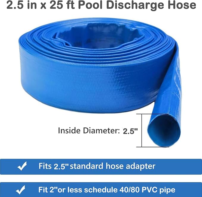 Eastrans 2.5" x 25 FT Blue PVC Lay-Flat Backwash Hose - Image 4