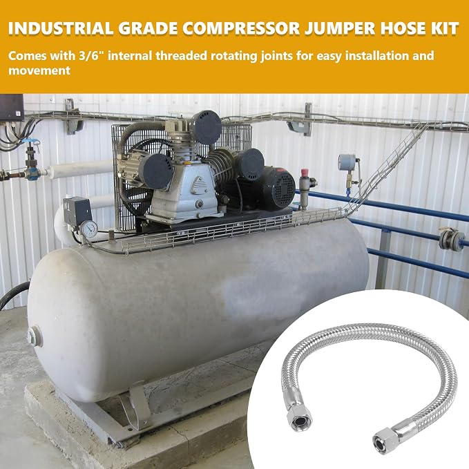 20 Inch 3/4 Inch Industrial Grade Compressor Jumper hose Kit, Air Hose - Image 4
