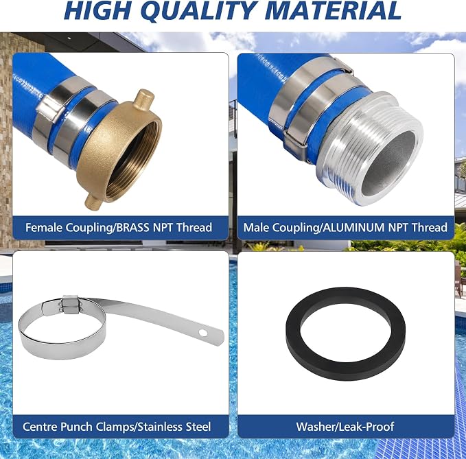 1" x 50 ft Backwash Hose for Swimming Pools, Heavy Duty PVC Lay Flat Water - Image 2