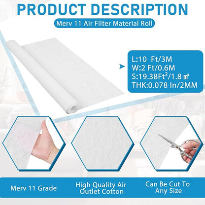 Pangda Merv 11 Air Filter Material 118'' x 23.6'' Cut to Fit Size Air Vent - Image 2