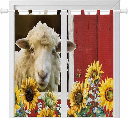 Sheep Flowers Living Room Curtains 84 Inch Length, Window Curtains Tab Top by Unknown