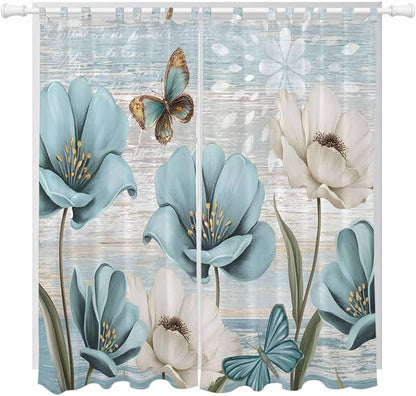 Spring Floral Living Room Curtains 96 Inch Length, Window Curtains Tab Top by Unknown