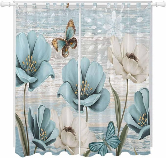 Spring Floral Living Room Curtains 96 Inch Length, Window Curtains Tab Top by Unknown