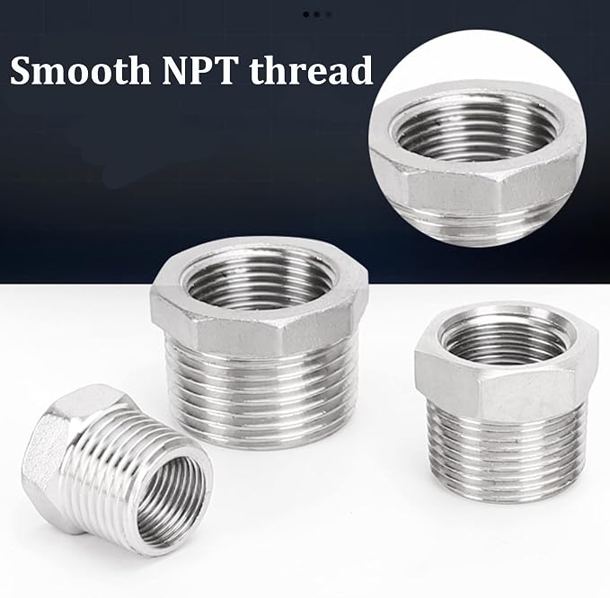 2 Pcs Reducer Hex Bushing, 304 Stainless Steel 1" Male NPT to 1/2" Female NPT（ - Image 7