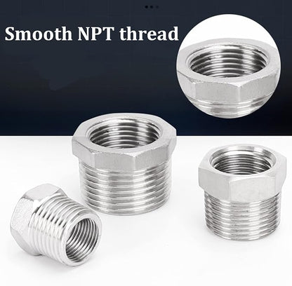 2 Pcs Reducer Hex Bushing, 304 Stainless Steel 1" Male NPT to 1/2" Female NPT（ - Image 7