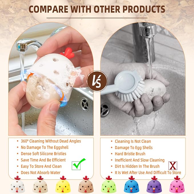 Egg Washer for Fresh Eggs, Egg Scrubber for Fresh Eggs, Egg Brush for Cleaning - Image 2