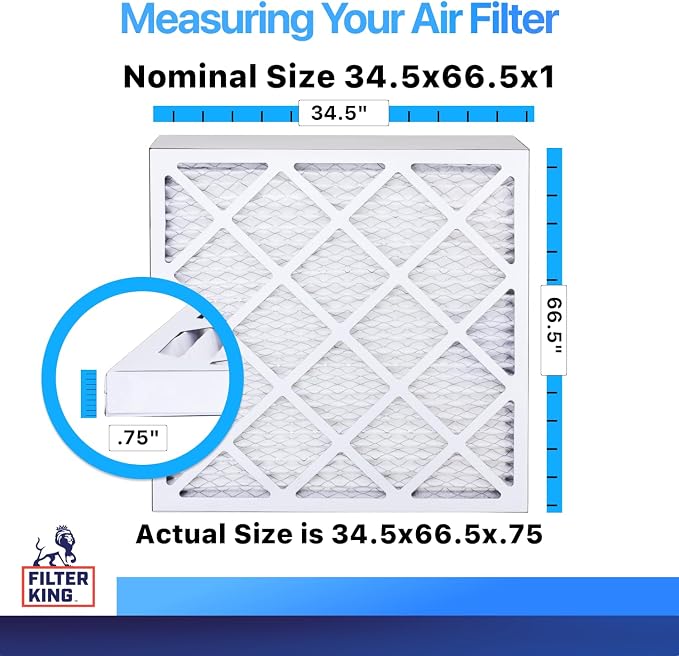 Filter King 34.5x66.5x1 Air Filter | 4-PACK | MERV 8 HVAC Pleated A/C Furnace - Image 2