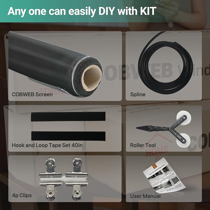 Premium Window Screen DIY KIT 39" 51" Blocks Rain, Pet Scratch, Fine Dust 99% - Image 9