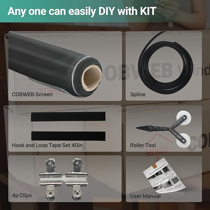 Premium Window Screen DIY KIT 39" 51" Water-Repellent Blocks Rain, Pet Scratch - Image 9