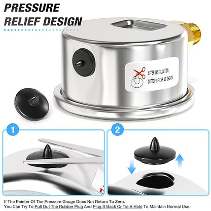 MEANLIN MEASURE 0~100Psi Dry Pressure Gauge Stainless Steel 1/8" NPT 2" FACE - Image 6