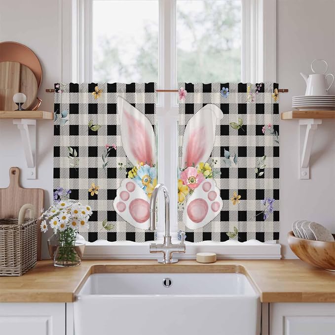 Easter Kitchen Curtains 45 Inch Long 2 Panel Set, Rod Pocket Window Treatment by Unknown