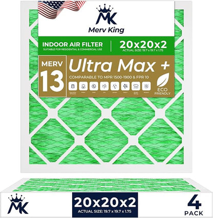 MervKing 20x20x2 Air Filter Actual Size: 19.7" x 19.7" x 1.75" MERV 13 MPR by MervKing