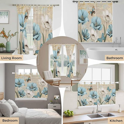 Spring Flowers Bedroom Curtains 63 Inch Length, Window Curtains Tab Top - Image 7