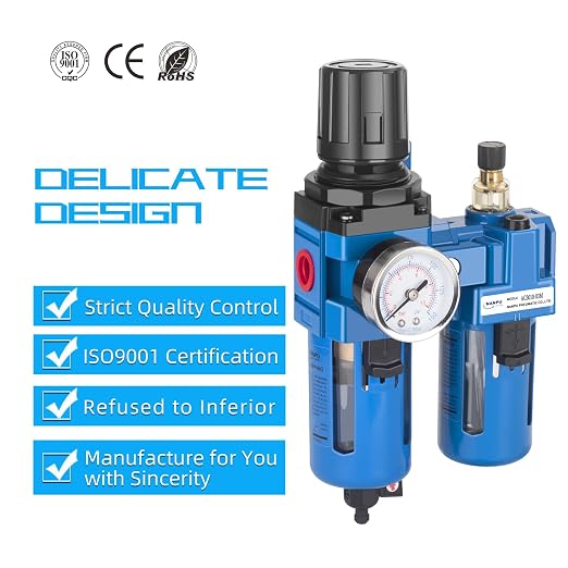NANPU 1/2" NPT Compressed Air Filter Regulator Lubricator Combo, Water/Oil Trap - Image 6