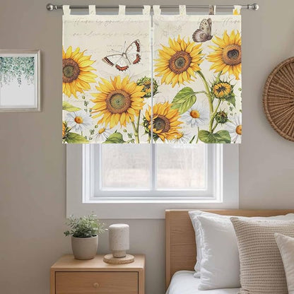 Farm Sunflowers Bedroom Curtains 63 Inch Length, Window Curtains Tab Top - Image 9