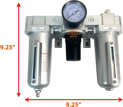 1/2" NPT HEAVY DUTY Compressed Air In Line Filter Regulator Lubricator Oiler - Image 2