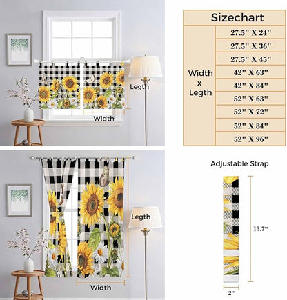 Sunflowers Living Room Curtains 84 Inch Length, Window Curtains Tab Top - Image 8