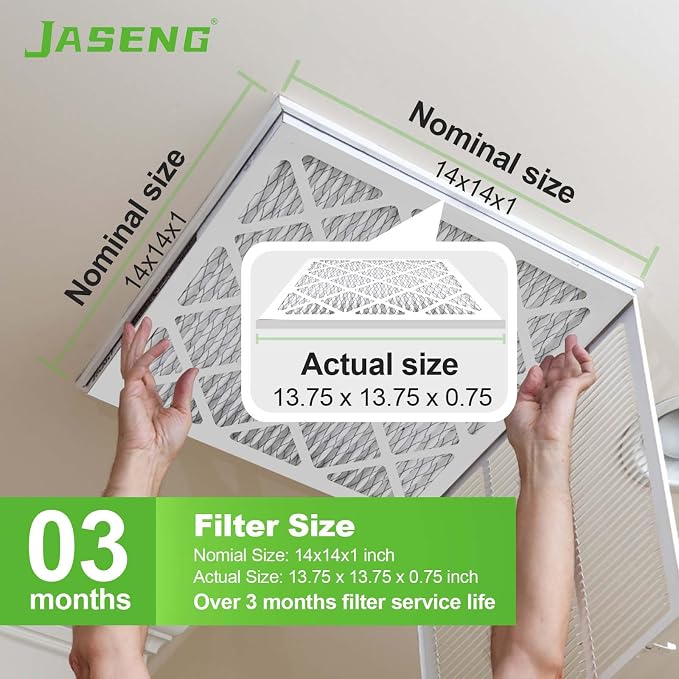 14x14x1 Air Filters, MERV 8 Pleated HVAC Furnace Filters - Image 3