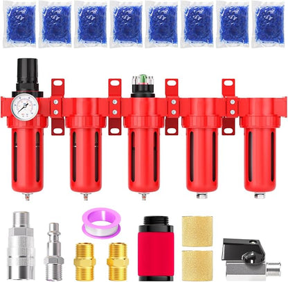 1/4" NPT Industrial Grade 5 Stage Aluminum Air Drying System, Double Coalescing by MEANLIN