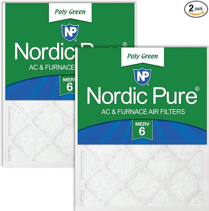 Nordic Pure 12x24x1 Poly Green MERV 6 AC Furnace Air Filters – Reduces Dust by NordicPure