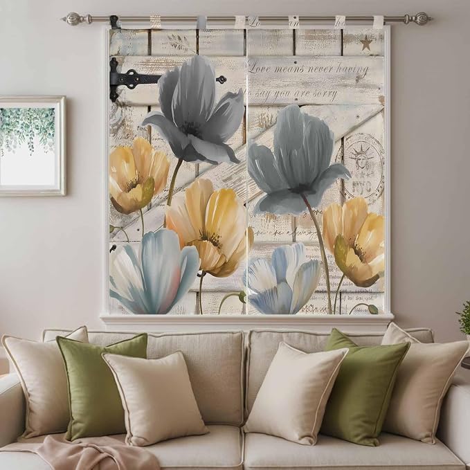 Spring Tulips Flower Living Room Curtains 84 Inch Length, Window Curtains Tab - Image 9