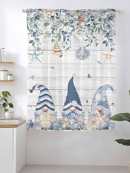 Sheer Curtains 72 Inches Long, Coastal Eucalyptus Leaf Semi Sheer Curtains - Image 2