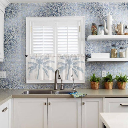 Summer Coconut Tree on Vintage Wood Grain Window Valance Curtains, Seaside - Image 8