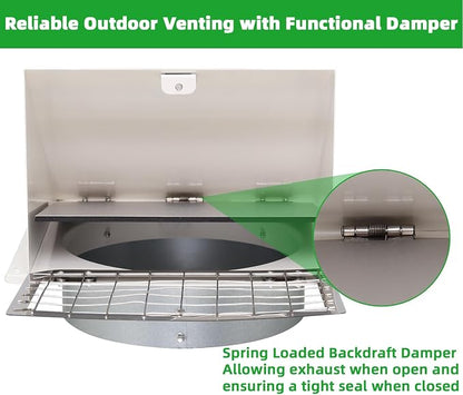 6 Inch Hooded Wall Vent with Mesh&Damper, 6in Dryer Vent Cover Outside Metal - Image 4