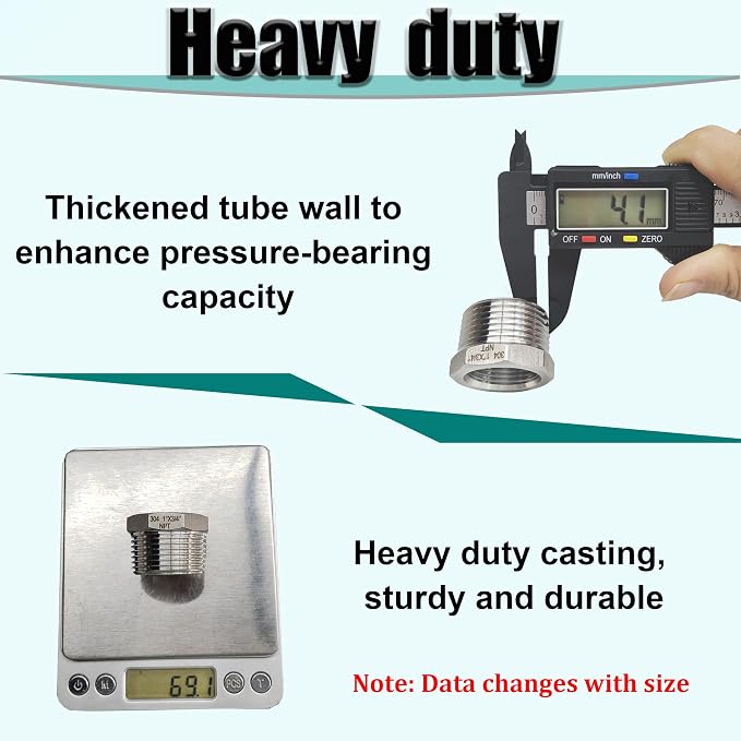 1" Male to 1/2" NPT Female Hex Bushing Reducer, 304 Stainless Steel NPT - Image 6