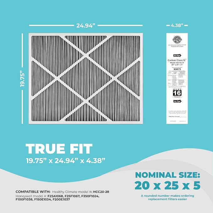 Lennox Healthy Climate Lennox X6675 20x25x5 Air Filter, Healthy Climate Carbon - Image 2