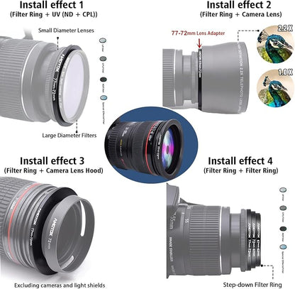 77mm Lens to 72mm Camera Lens Adapter, 77mm to 72mm Filter Step-Down Ring - Image 6