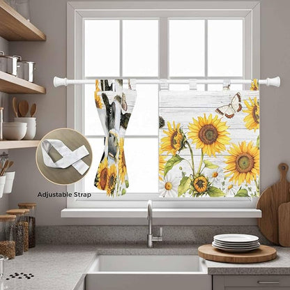 Retro Farmhouse Floral Kitchen Curtains 24 Inch Length, Small Window Curtains - Image 5