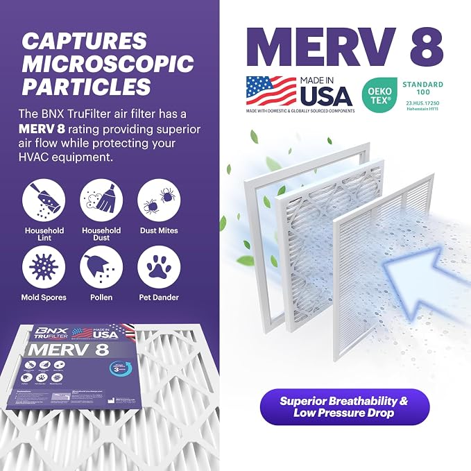 BNX TruFilter 20x24x2 Air Filter MERV 8 - Image 3
