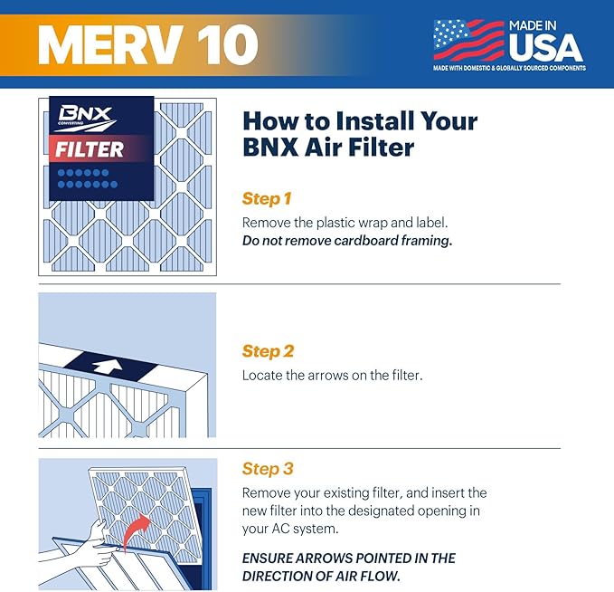 BNX TruFilter 20x22x1 MERV 10 AC Furnace Air Filter - Image 7