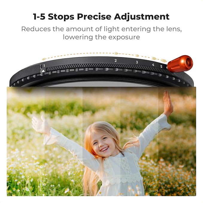 K&F CONCEPT 77mm Black Diffusion Mist Effect 1/4 & Variable ND2-32 & Circular - Image 5