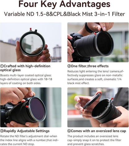 Kase 72mm Variable ND1.5-8 & CPL & Black Mist 3 in 1 Filter - Image 7