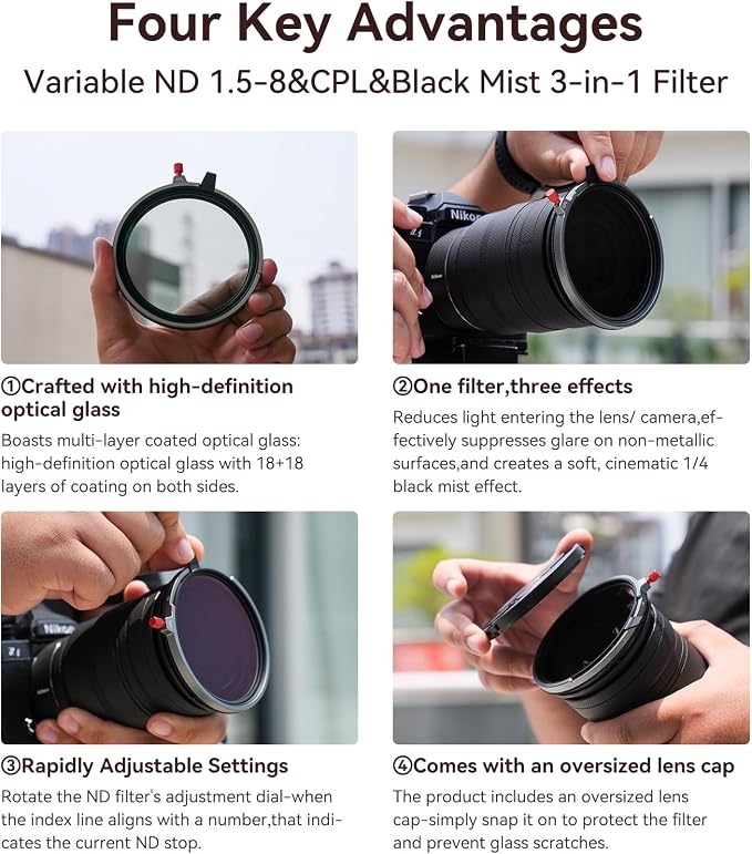 Kase 67mm Variable ND1.5-8 & CPL & Black Mist 3 in 1 Filter - Image 7